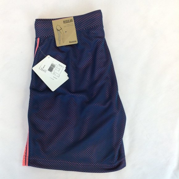 Reebok Playdry 7" Mesh Running Shorts Womens Size Small Navy Blue/Pink NWT - Picture 8 of 9